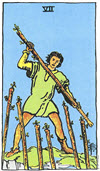 權杖七（Seven of Wands）塔羅牌