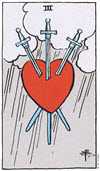 寶劍三（Three of Swords）塔羅牌