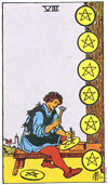金幣八（Eight of Pentacles）塔羅牌