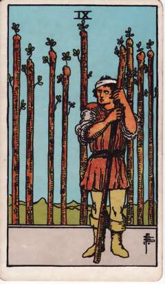 權杖九(Nine of Wands)塔羅牌